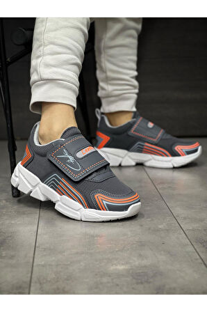 Çocuk Ortopedik Cırtlı Esnek Hafif Nefes Alabilen Unisex File Çocuk Sneaker Spor Ayakkabı