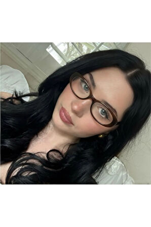 Leon Kahverengi Cat Eye Klasik Retro Leopar Popüler Mavi Işık Korumali Blue Block Şeffaf Gözlük