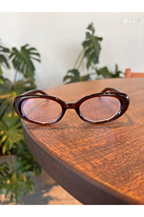 Leon Kahverengi Cat Eye Klasik Retro Leopar Popüler Mavi Işık Korumali Blue Block Şeffaf Gözlük