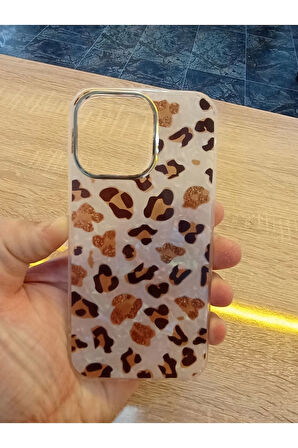 İPhone 13 Pro Leopar Desen Hologramlı Kılıf Darbe Korumalı Kapak