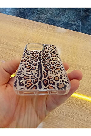 İPhone 13 Pro Leopar Desen Hologramlı Kılıf Darbe Korumalı Kapak