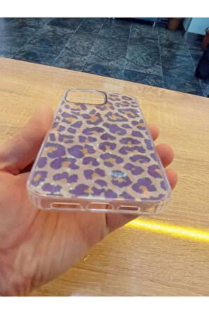 İPhone 14 Pro Leopar Desen Hologramlı Kılıf Darbe Korumalı Kapak