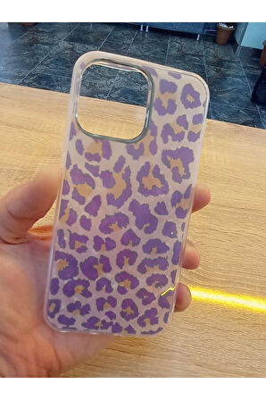 İPhone 14 Pro Leopar Desen Hologramlı Kılıf Darbe Korumalı Kapak