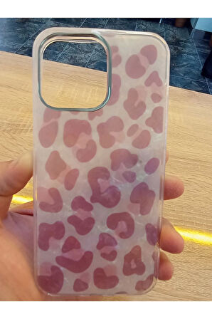İPhone 14 Pro Max Leopar Desen Hologramlı Kılıf Darbe Korumalı Kapak