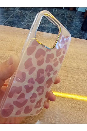 İPhone 14 Pro Max Leopar Desen Hologramlı Kılıf Darbe Korumalı Kapak