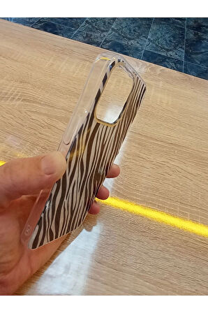 İPhone 14 Pro Max Leopar Desen Hologramlı Kılıf Darbe Korumalı Kapak