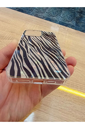 İPhone 14 Pro Max Leopar Desen Hologramlı Kılıf Darbe Korumalı Kapak