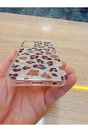 Samsung Galaxy A15 Leopar Desen Hologramlı Kılıf Darbe Korumalı Kapak