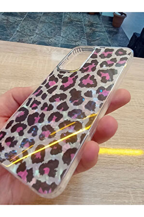 Samsung Galaxy A15 Leopar Desen Hologramlı Kılıf Darbe Korumalı Kapak