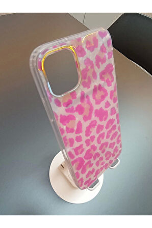 İPhone 13 Ve İPhone 14 Uyumlu Leopar Desen  Hologram Kapak Darbe Korumalı Kılıf