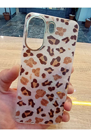 Xiaomi Redmi 13C 4G Leopar Desen Hologramlı Kılıf Darbe Korumalı Kapak