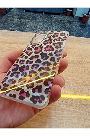 Xiaomi Redmi 13C 4G Leopar Desen Hologramlı Kılıf Darbe Korumalı Kapak
