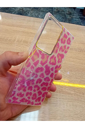 Samsung Galaxy S23 Ultra Leopar Desen Hologramlı Kılıf Darbe Korumalı Kapak