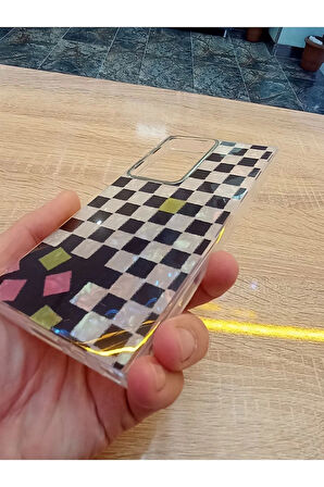 Samsung Galaxy S23 Ultra Leopar Desen Hologramlı Kılıf Darbe Korumalı Kapak