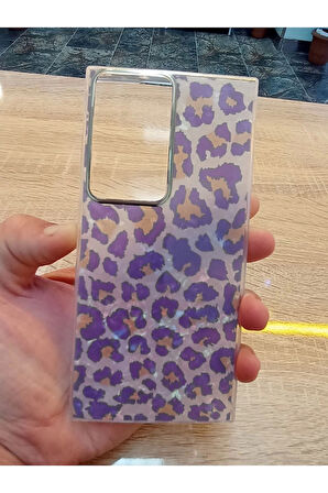 Samsung Galaxy S23 Ultra Leopar Desen Hologramlı Kılıf Darbe Korumalı Kapak