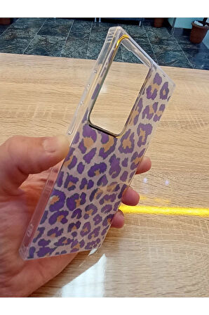 Samsung Galaxy S23 Ultra Leopar Desen Hologramlı Kılıf Darbe Korumalı Kapak