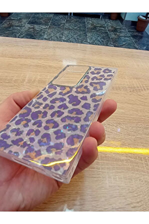 Samsung Galaxy S23 Ultra Leopar Desen Hologramlı Kılıf Darbe Korumalı Kapak