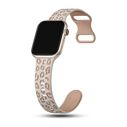 Apple watch 6 7 8 9 Se Ultra Uyumlu 42-44-45-46-49MM Leopar Desenli Silikon Spor Kordon