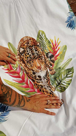 Plaj Havlusu Leopard Desenli (Özel Çantalı) 70x150 cm