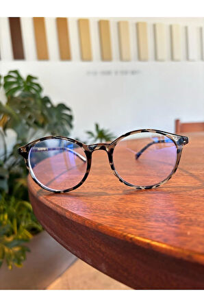 Yuvarlak Parlak Leopar metal Menteşeli Esnek Hafif Ekran Gözlüğü 50-17-145