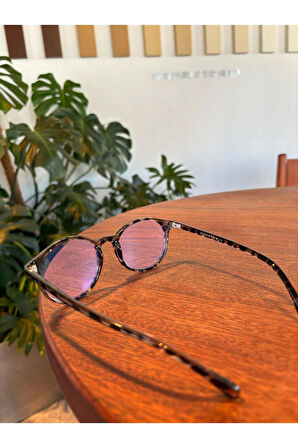 Yuvarlak Parlak Leopar metal Menteşeli Esnek Hafif Ekran Gözlüğü 50-17-145