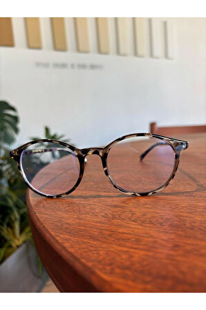 Yuvarlak Parlak Leopar metal Menteşeli Esnek Hafif Ekran Gözlüğü 50-17-145