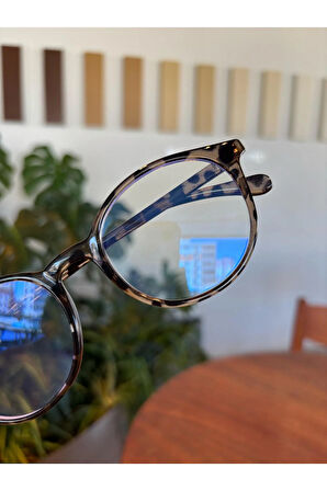 Yuvarlak Parlak Leopar metal Menteşeli Esnek Hafif Ekran Gözlüğü 50-17-145