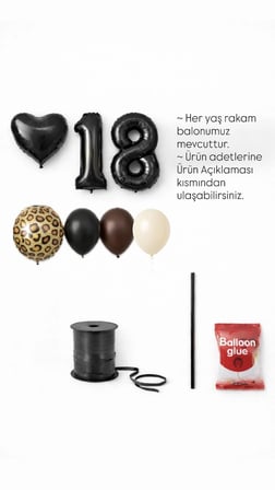 Leopar Desenli Konsept Doğum Günü Kahverengi Siyah Rakam Balonlu Yaş Seçenekli Mini Balon Seti