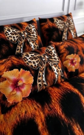 Özel Tasarım Marka Çift Kişilik Nevresim Takımı Organik Saten Pamuk Luxury Premium Cotton Kumaş 240*260 Cm Ranforce Deluxe Seri Leopar desen kalp lotus çiçek genç aşk gül