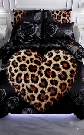 Özel Tasarım Marka Çift Kişilik Nevresim Takımı Organik Saten Pamuk Luxury Premium Cotton Kumaş 240*260 Cm Ranforce Deluxe Seri Leopar desen kalp lotus çiçek genç aşk gül