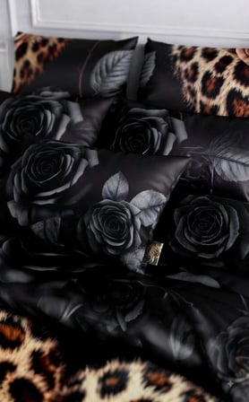 Özel Tasarım Marka Çift Kişilik Nevresim Takımı Organik Saten Pamuk Luxury Premium Cotton Kumaş 240*260 Cm Ranforce Deluxe Seri Leopar desen kalp lotus çiçek genç aşk gül