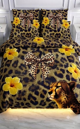 Özel Tasarım Marka Çift Kişilik Nevresim Takımı Organik Saten Pamuk Luxury Premium Cotton Kumaş 240*260 Cm Ranforce Deluxe Seri Leopar desen kalp lotus çiçek genç aşk gül