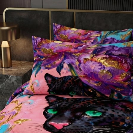 Özel Tasarım Marka Çift Kişilik Nevresim Takımı Organik Saten Pamuk Luxury Premium Cotton Kumaş 240*260 Cm Ranforce Deluxe Seri Leopar desen kalp lotus çiçek genç aşk gül