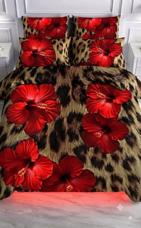 Özel Tasarım Marka Çift Kişilik Nevresim Takımı Organik Saten Pamuk Luxury Premium Cotton Kumaş 240*260 Cm Ranforce Deluxe Seri Leopar desen kalp lotus çiçek genç aşk gül