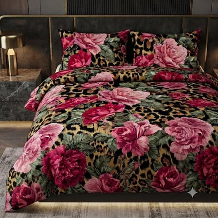 Özel Tasarım Marka Çift Kişilik Nevresim Takımı Organik Saten Pamuk Luxury Premium Cotton Kumaş 240*260 Cm Ranforce Deluxe Seri Leopar desen kalp lotus çiçek genç aşk gül