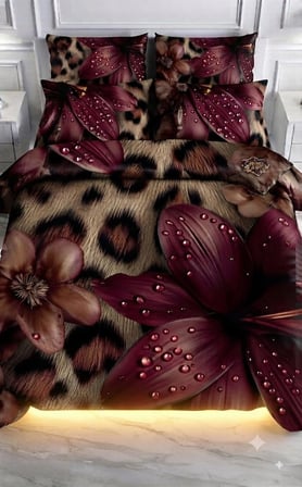 Özel Tasarım Marka Çift Kişilik Nevresim Takımı Organik Saten Pamuk Luxury Premium Cotton Kumaş 240*260 Cm Ranforce Deluxe Seri Leopar desen kalp lotus çiçek genç aşk gül