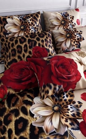 Özel Tasarım Marka Çift Kişilik Nevresim Takımı Organik Saten Pamuk Luxury Premium Cotton Kumaş 240*260 Cm Ranforce Deluxe Seri Leopar desen kalp lotus çiçek genç aşk gül