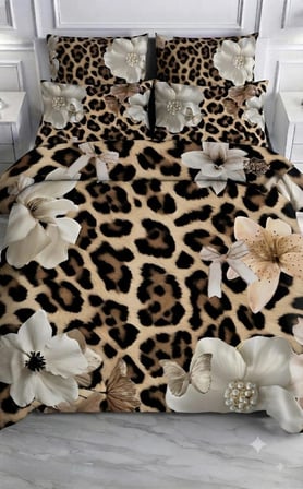 Özel Tasarım Marka Çift Kişilik Nevresim Takımı Organik Saten Pamuk Luxury Premium Cotton Kumaş 240*260 Cm Ranforce Deluxe Seri Leopar desen kalp lotus çiçek genç aşk gül