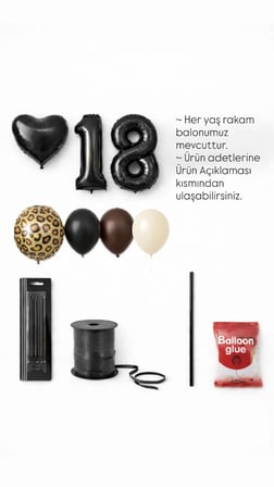 Leopar Desenli Konsept Doğum Günü Kahverengi Siyah Rakam Balonlu Yaş Seçenekli Mumlu Balon Seti