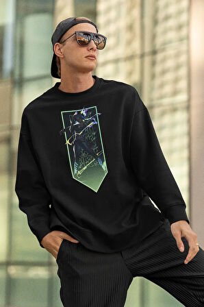 Neon Tasarım Baskılı Unisex Oversize Vvalorant Sweatshirt
