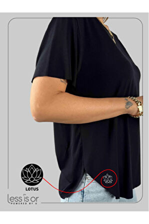 Kişiye Özel Bisiklet Yaka Siyah Basic Tshirt "Lotus Sembolünü Seç"