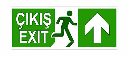 Acil Çıkış PVC Levhası Yukarı Ok 20x8 cm