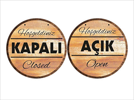 Açık (Open) / Kapalı (Closed) Yazısı PVC Levha 15 cm
