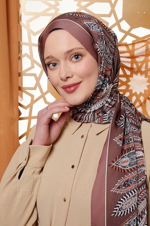 Gül Kurusu Dairesel Hint İpeği Şal
