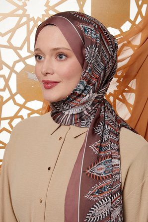 Gül Kurusu Dairesel Hint İpeği Şal