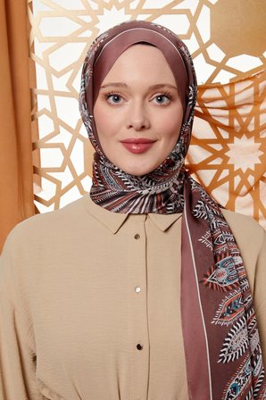 Gül Kurusu Dairesel Hint İpeği Şal