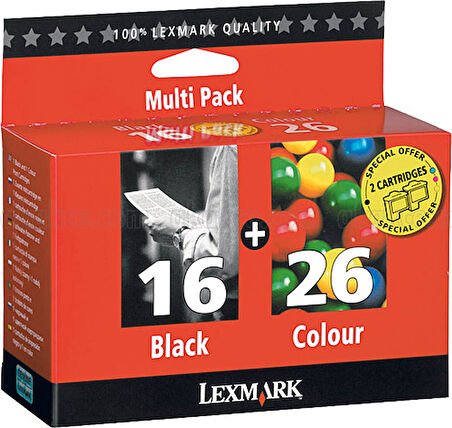 Lexmark 16+26 Siyah+Renkli 2li Paket Orjinal  Kartuş 