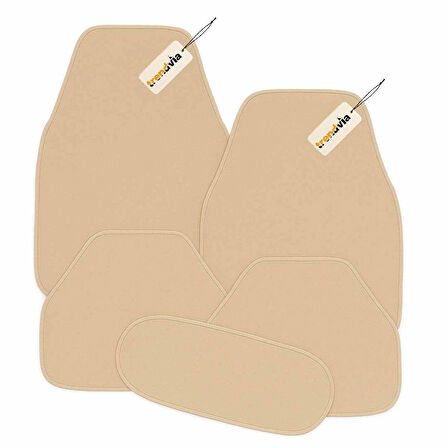 Açık Kahve Renk Oto Halı Paspas 5’li Set – Araba İçi Kaymaz Halı Paspas Takımı