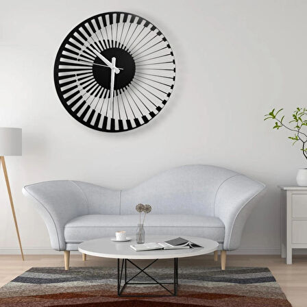 40 cm Siyah Metal Duvar Saati – Sessiz Akar Mekizma, Modern Dekoratif Tasarım, Salon ve Ofis İçin Şık Saat