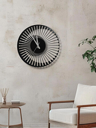 40 cm Siyah Metal Duvar Saati – Sessiz Akar Mekizma, Modern Dekoratif Tasarım, Salon ve Ofis İçin Şık Saat